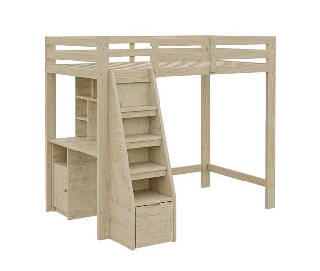 Cama alta para niños 126x205 Natural