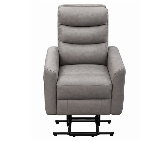 Butaca Reclinable Madera Tapizado Resistente Diseño Moderno Cancun Cemento