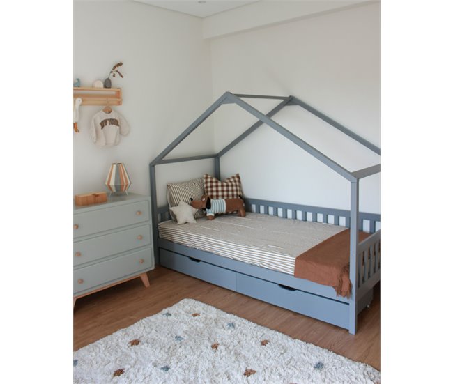 Beliani Conjunto de 2 cajones de cama Madera de pino CRONAT Gris