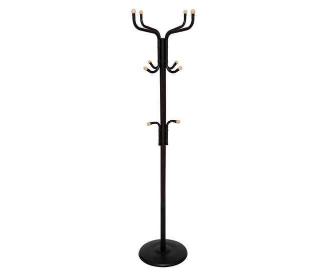 Perchero de Pie con 11 Ganchos Estilo Industrial Metal Negro