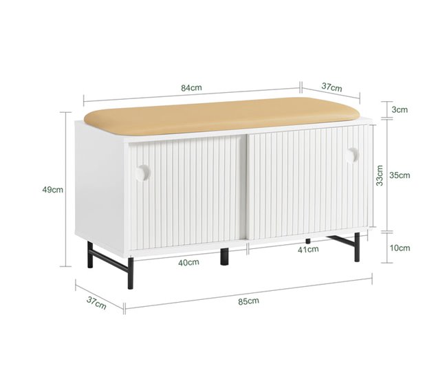 Banco Zapatero con Puertas Correderas FSR116-W SoBuy Blanco