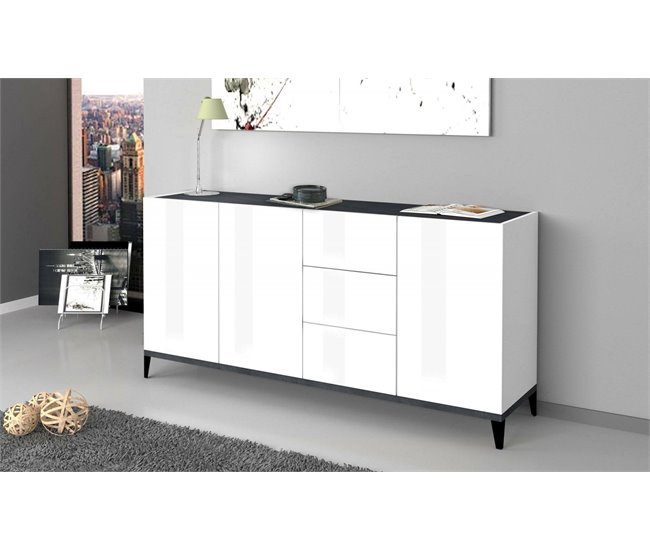 Aparador efecto madera 160 Blanco Brillo