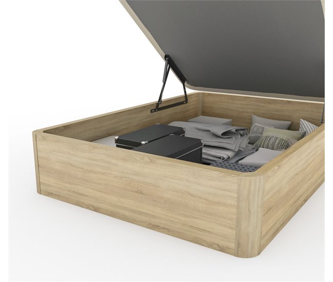 Canapé Abatible de Madera Cambrian Gran capacidad 135x190 Roble