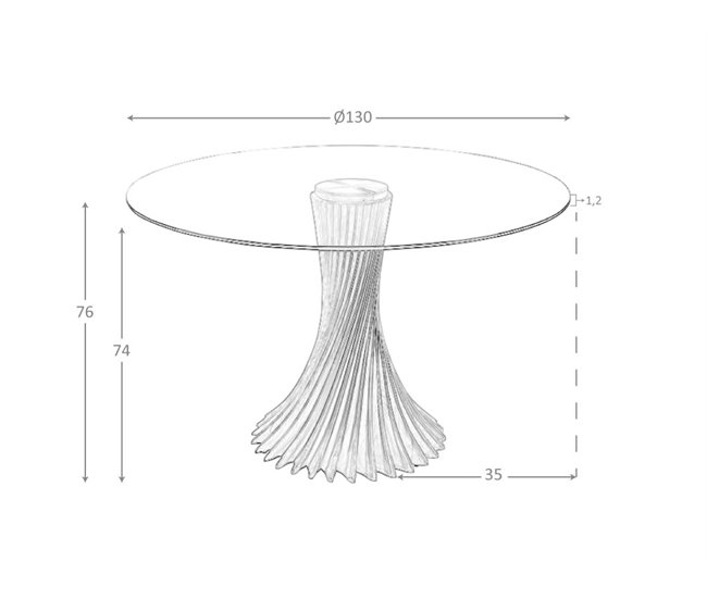 ANGEL CERDA Mesa comedor redonda cristal templado y nogal 130x130 Marron