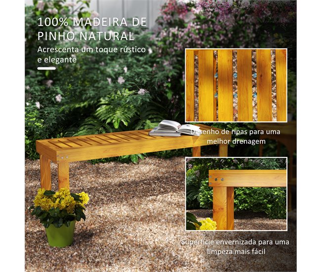 Banco de Jardín Madera de Pino Outsunny Marron