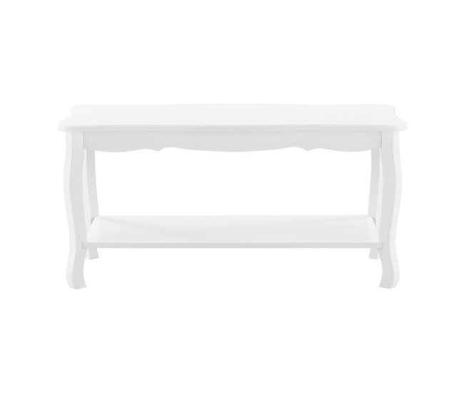Mesa de centro Pearl Vintage con estante MDF lacado y pino Blanco