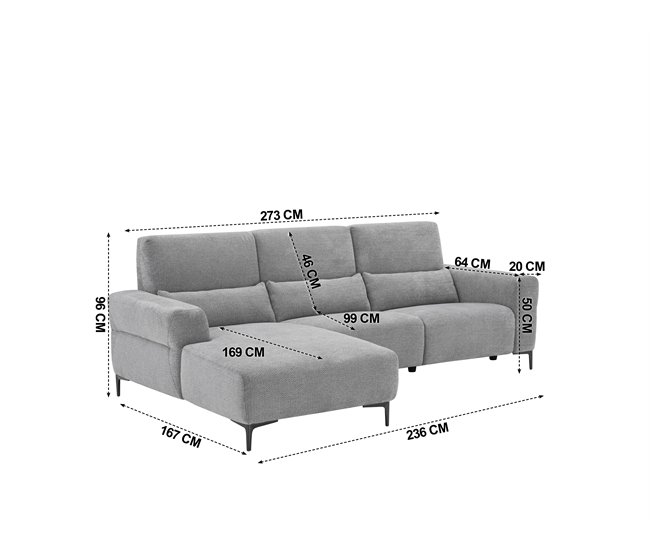 Chaise longue relax Eléctrica LEANIS Gris