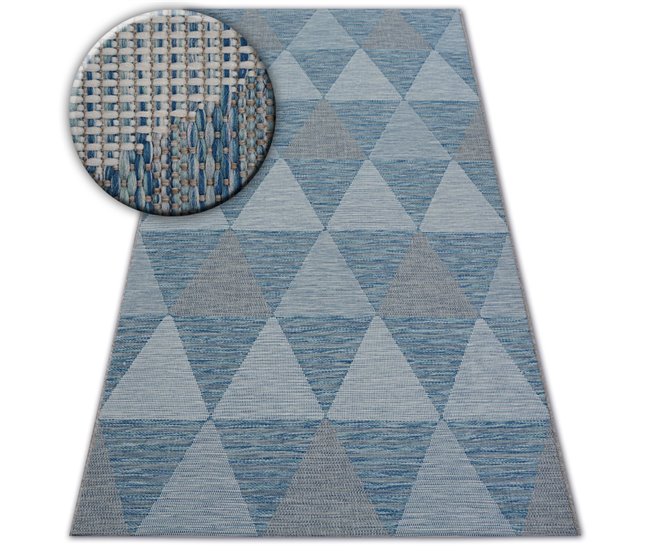 Alfombra de cuerda sisal LOFT 21132 Triángulos 140x200 Gris Azul