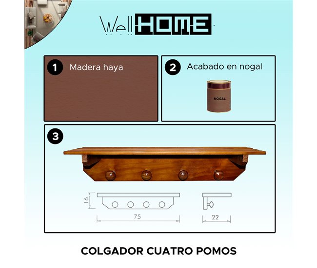 Colgador y estante Natural