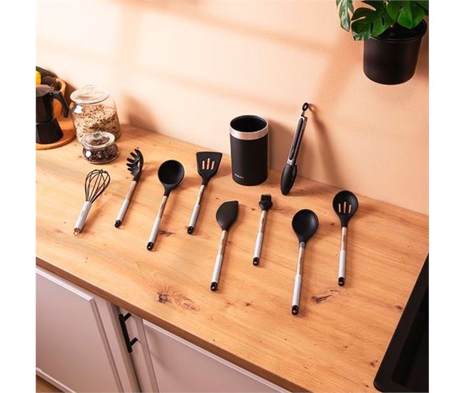 Set de 9 utensilios de cocina Cecotec Polka Negro