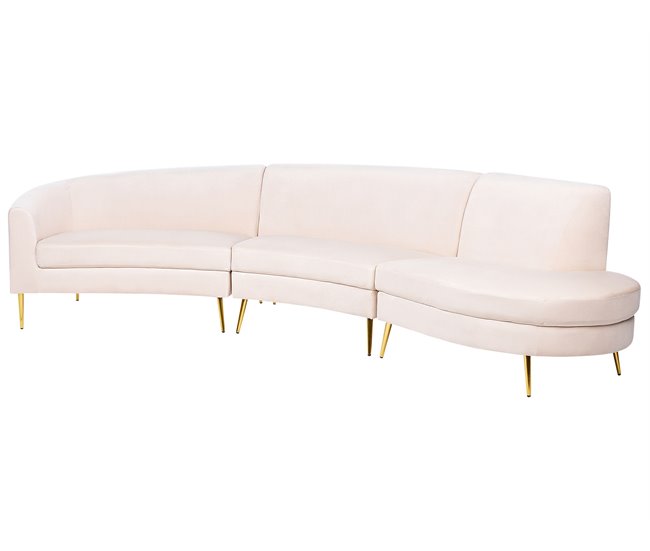 Beliani Sofá en U Terciopelo MOSS Beige