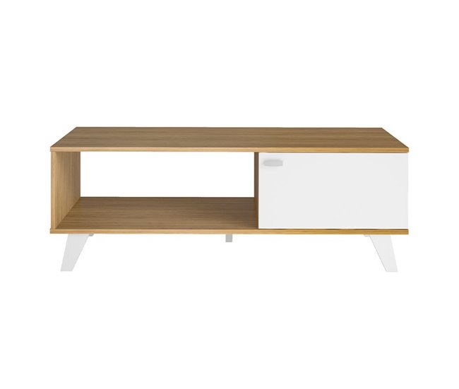 Mesa de Centro Rectangular - Modelo QUIATUR Natural/ Blanco
