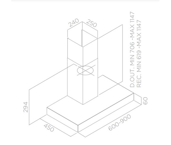 Campana decorativa T Invertida TURBOAIR SOFIA H6 Inox