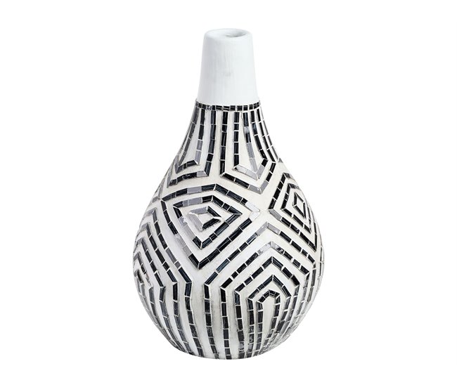 Beliani Jarrón decorativo OMBILIN Blanco/ Beige
