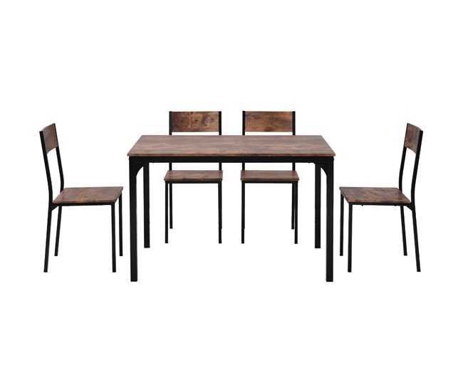 Conjunto de mesas y sillas de comedor Marron