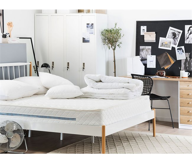 Beliani Colchón híbrido con relleno de espuma viscoelástica GLORY Blanco