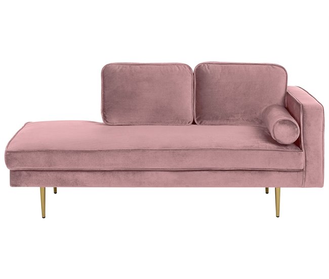 Beliani Chaise longue derecho Terciopelo MIRAMAS Azul Marino