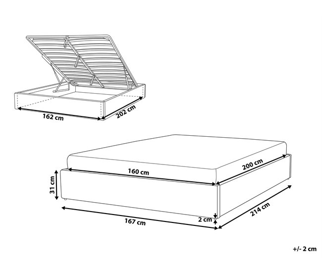 Beliani Cama con somier Poliéster DINAN 167x214 Beige