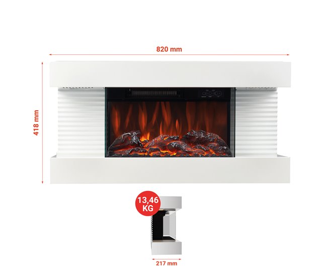 KAMINIO Eléctrica Chimenea LIZ - Chimenea Eléctrica de Pared Blanco