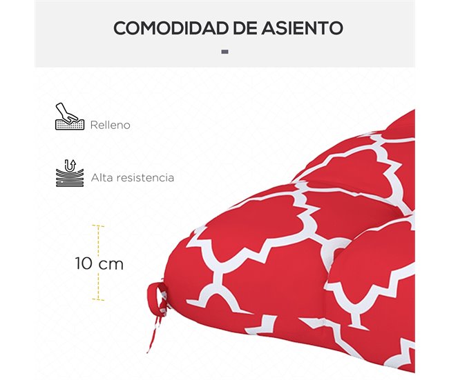 Cojines para Sillas Tela de Hilo Teñido Outsunny Rojo