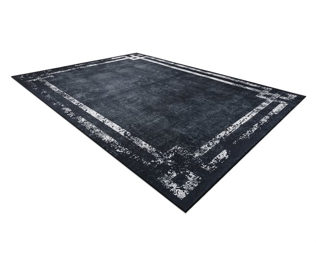 Alfombra lavable ANDRE 1486 Marco vintage 120x170 Negro