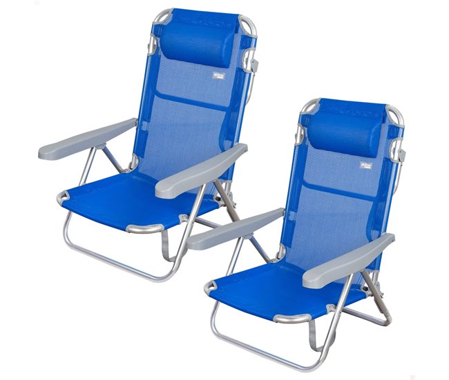 Aktive Pack 2 sillas playa plegables y multiposición Azul