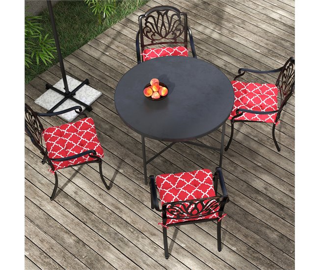 Cojines para Sillas Tela de Hilo Teñido Outsunny Rojo
