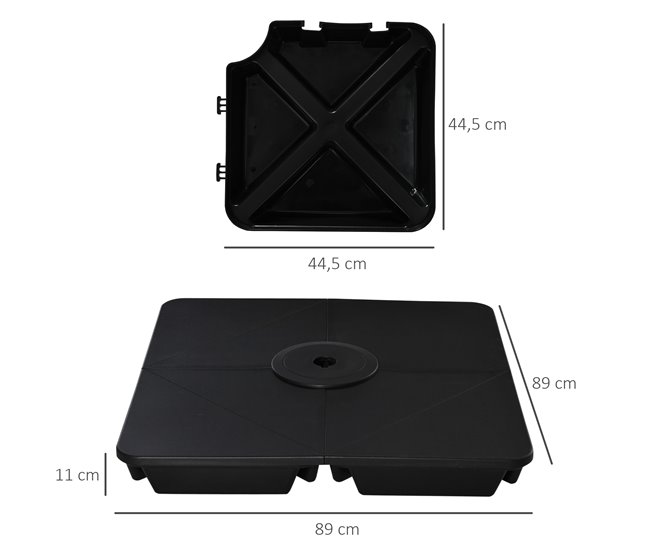 4 Pesos para Base de Sombrilla PP Outsunny 89x89 Negro