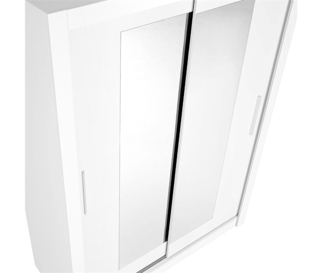 Armario Sava  puertas correderas con espejo sahara 114 Blanco
