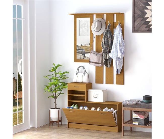 Conjunto Muebles de Entrada Tablero de partículas HOMCOM 90 Blanco