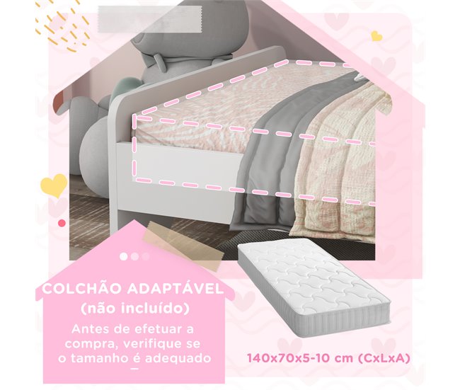 Cama para Niños MDF, Tablero Multicapa ZONEKIZ Blanco