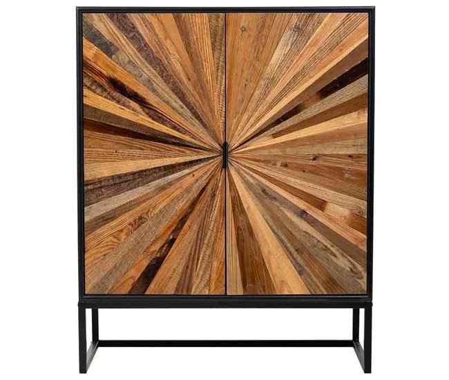 Armario de madera y metal de 2 puertas Negro