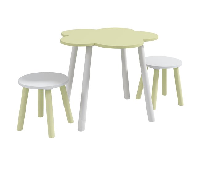 Mesa para Niños MDF, Madera de Pino ZONEKIZ 59x59 Amarillo
