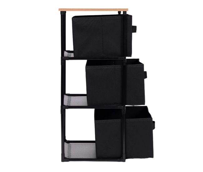 Cajonera Interior de Armario con 3 Cajones Tela Negro