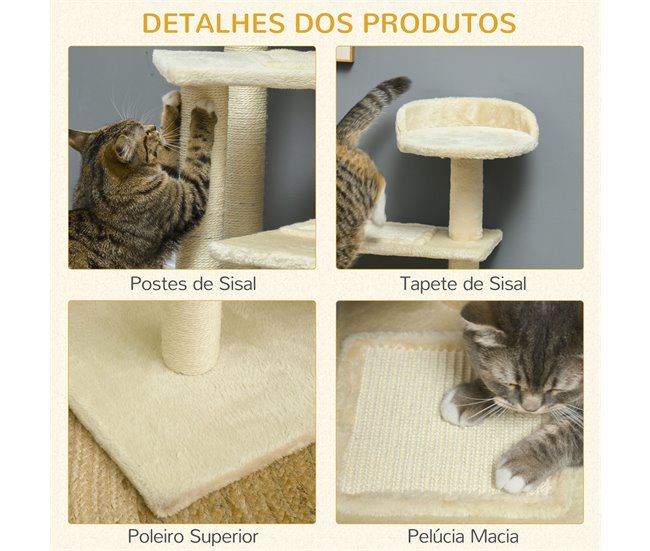 Árbol para Gatos sisal PawHut, mascotas - accesorios para gatos Beige