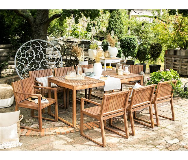 Beliani Conjunto de comedor SASSARI Madera Clara
