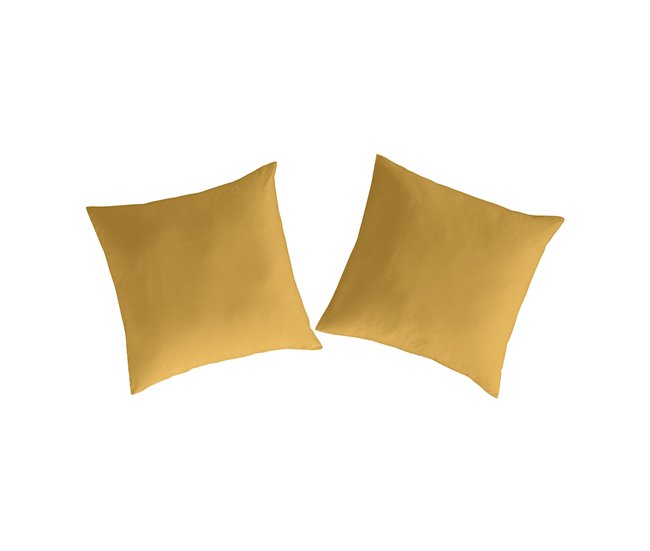2 Fundas de almohada 100% algodón percal PURE 80x80 Amarillo