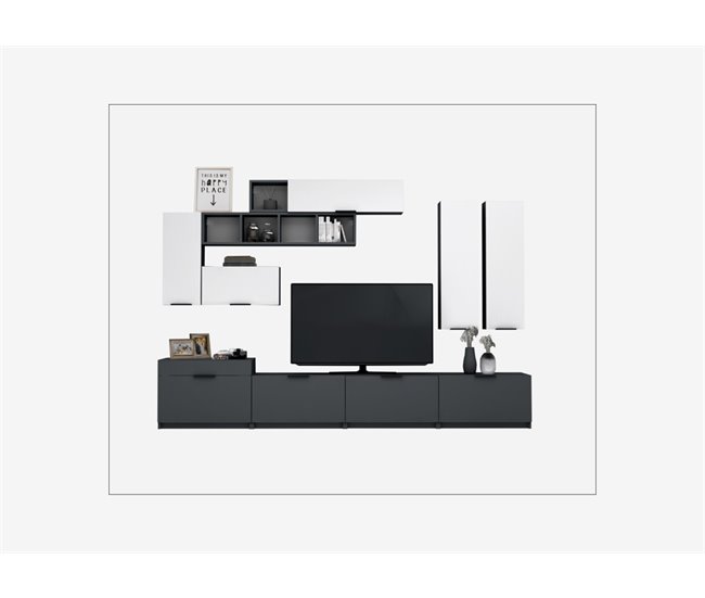 Compacto TV STONE blanco y gris 280cm Blanco
