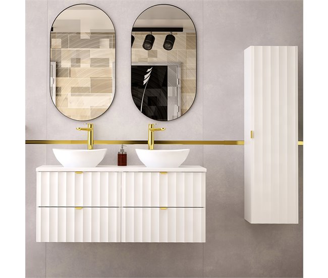 Conjunto de muebles con doble lavabo y columna Lexa 120 Blanco