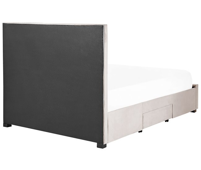 Beliani Cama con cajones Terciopelo LIEVIN 145x217 Beige