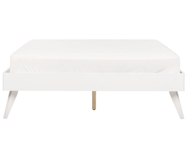 Beliani Cama con somier MDF BERRIC 148x202 Blanco