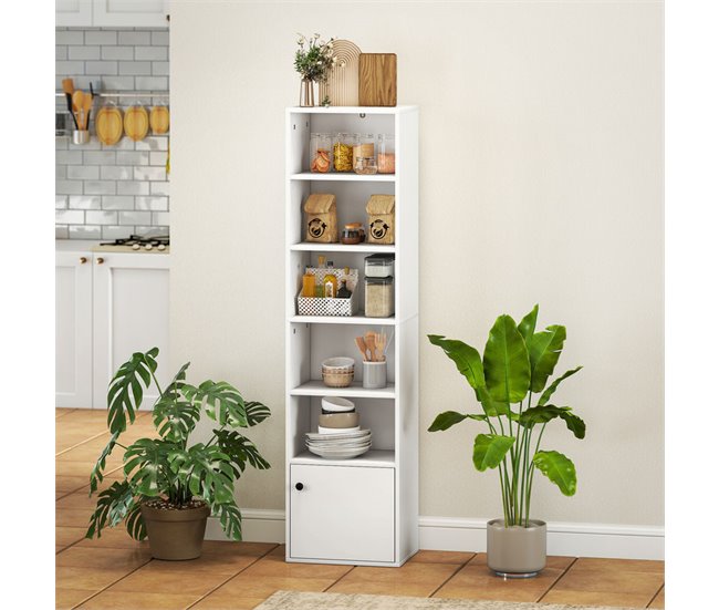 Estantería para Libros Melamina de Madera, MDF HOMCOM Blanco