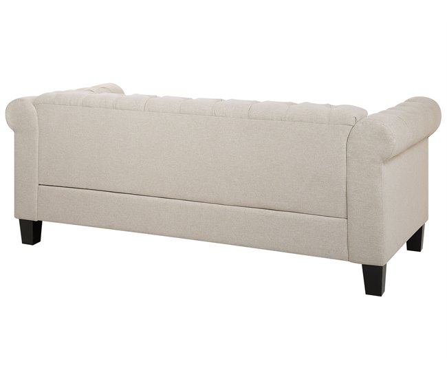 Beliani Sofá de 3 plazas Poliéster CHESTERFIELD Beige