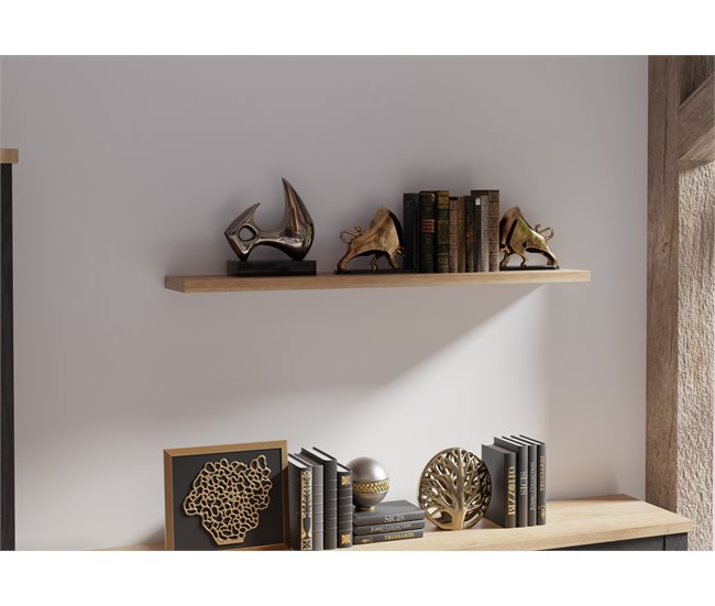 Estante de pared para salón VERONA NERO Roble
