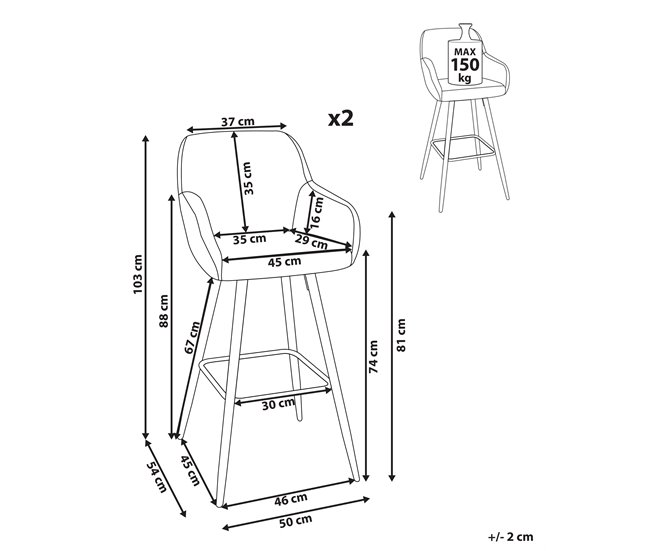 Beliani Silla de bar CASMALIA Crema
