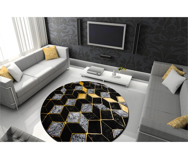 Alfombra GLOSS círculo moderno 400B 86 elegante glamour 120x120 Negro