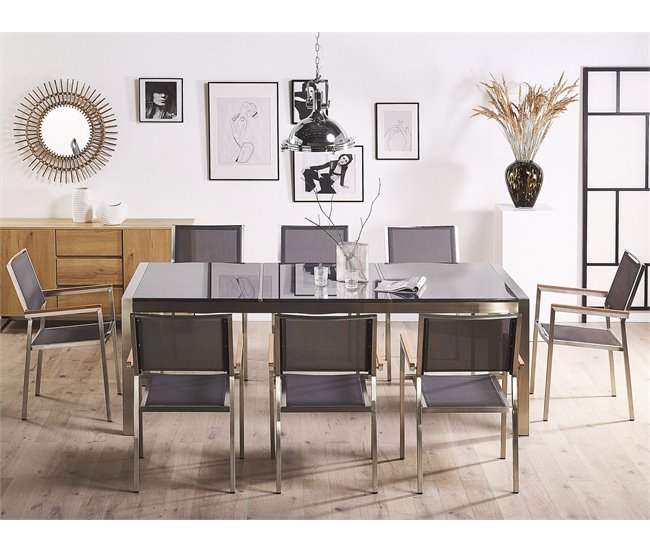 Beliani Conjunto de comedor GROSSETO Gris Oscuro