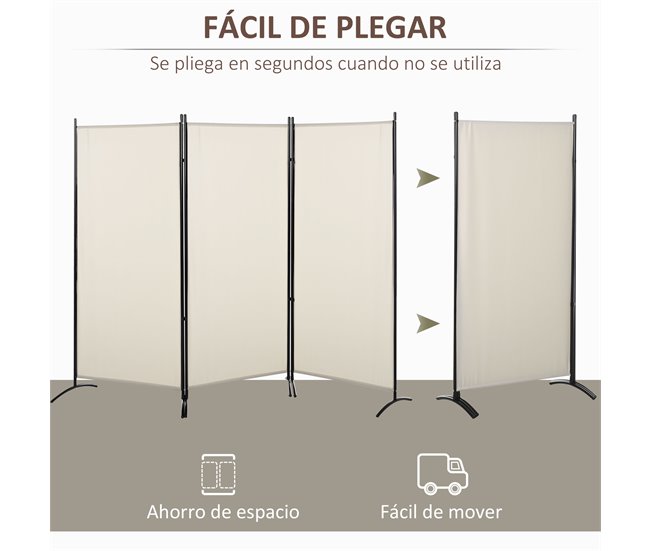Biombo Metal, Poliéster HOMCOM, hogar - decoración Beige