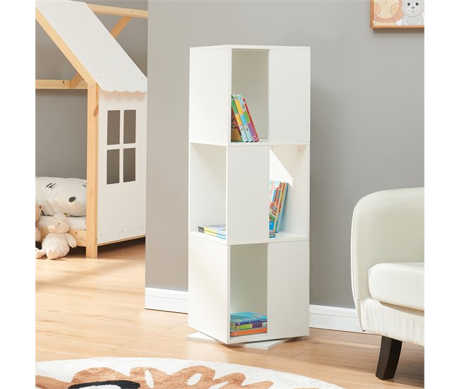 Estantería giratoria Fjelmarirg de 3 niveles MDF [en.casa] Blanco
