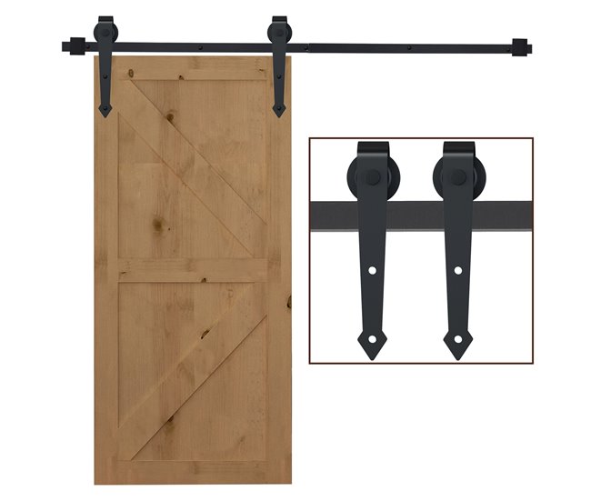 Herraje para Puerta Corredera Acero al Carbono HOMCOM 200 Negro